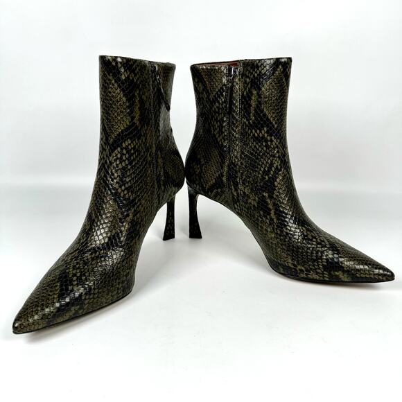 NEW in Box BCBGMAXAZRIA PIA Green Snakeskin Leather Booties Size 7.5M - Picture 4 of 11